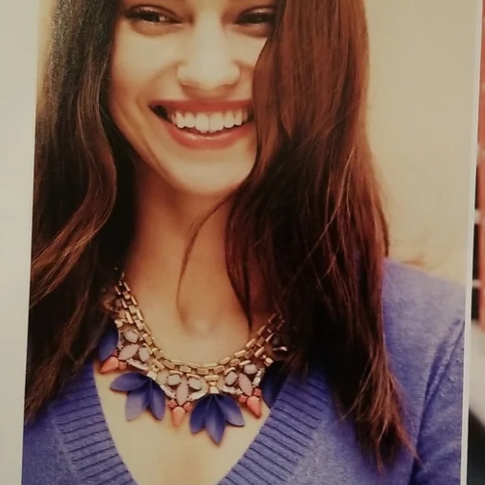 Stella & Dot | Gorgeous GOLD Cobalt Blue & Bright Orange Leather Melia Necklace